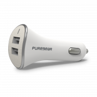 PureGear 4.8A, Dual USB, Car Charger - White