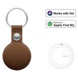 MiLi MiTag - Smart Locator with Leather Key Ring, Brown